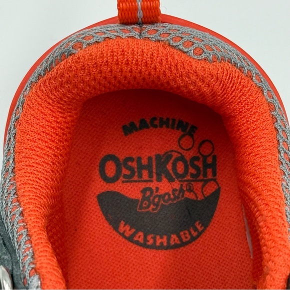 NWT/NIB OshKosh B'gosh Kids' Washable Charcoal Orange Sneakers Toddler 5 - Picture 6 of 8